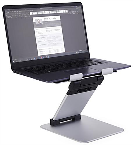 Sit to stand laptop holder with universal fit up to 17 inches wide