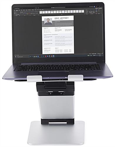 Sit to stand laptop holder with countertop placement style