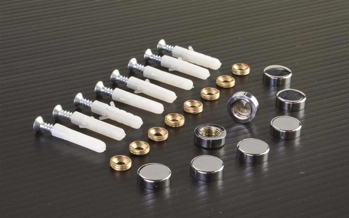 Small 1" MIRROR SCREWS & DOMES Wall Fixing/Mounting Brass Plated Cap Head Bolt 