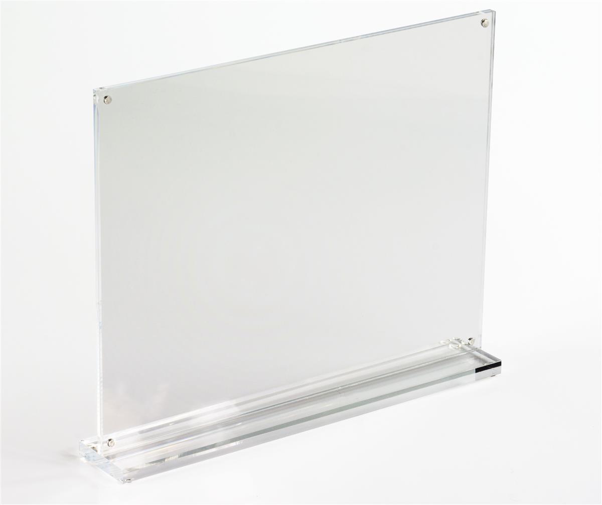 Stand Up Acrylic Sign Holder Horizontal Double Sided 11"W x 8.5" 