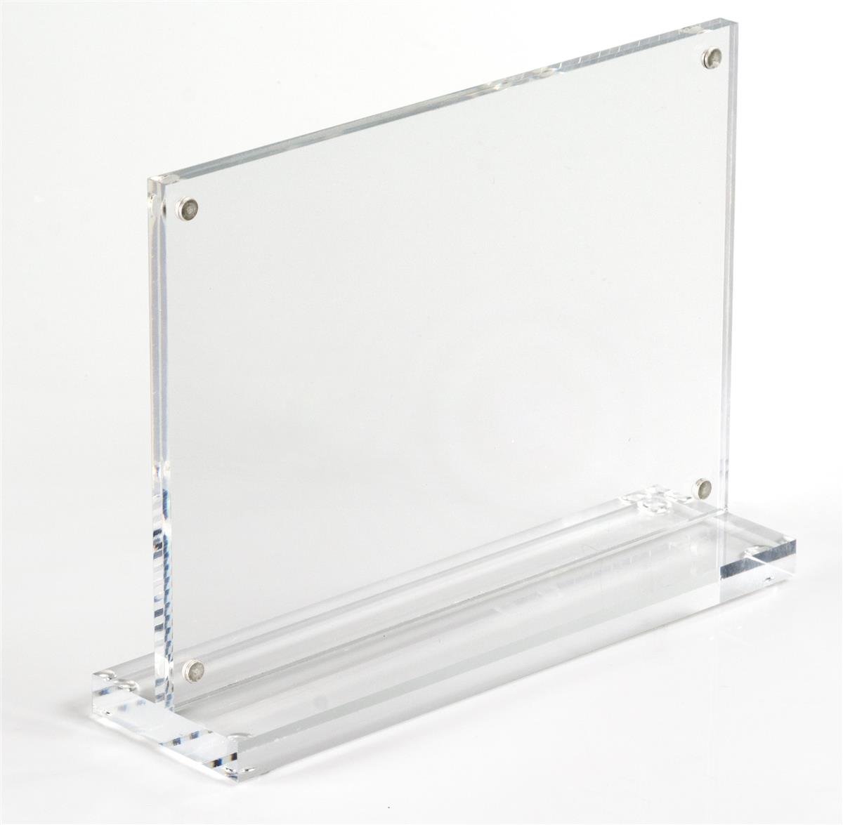 Details about   Transparent Freestanding Polished Clear Acrylic Magnetic Picture Photo Frame 