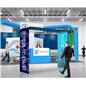 Custom square trade show booth arch in trade show environment
