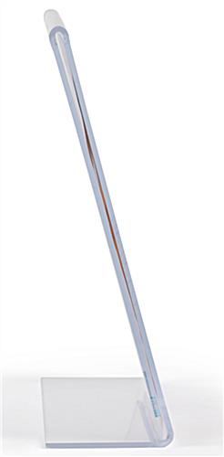 Angled glare free clear plastic horizontal sign holder with side opening