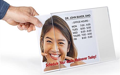 Acrylic angled glare free clear plastic horizontal sign holder