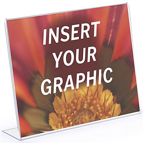 Acrylic angled glare free horizontal sign holder with insert your graphics