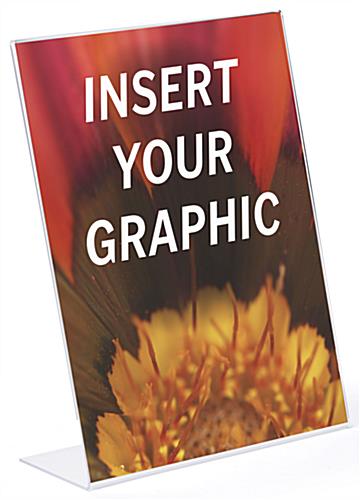 Glare free slant back acrylic sign with insert your graphic image
