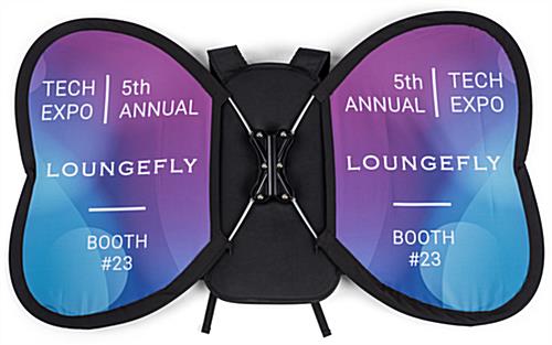 Butterfly wing-shaped backpack banner advertising