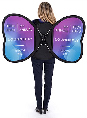 Wearable wing-shaped backpack banner advertising