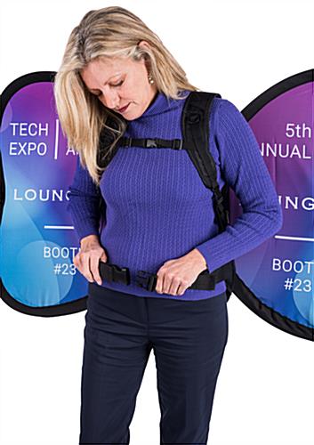 Wing-shaped backpack banner advertising with adjustable buckles