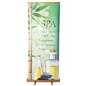 Bamboo banner stand with custom single-sided panel 