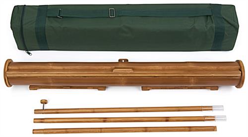 Bamboo banner stand with green nylon carry bag 