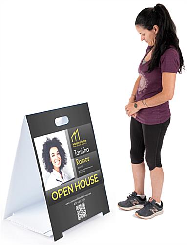 Portable sidewalk graphics with front and back printing options 