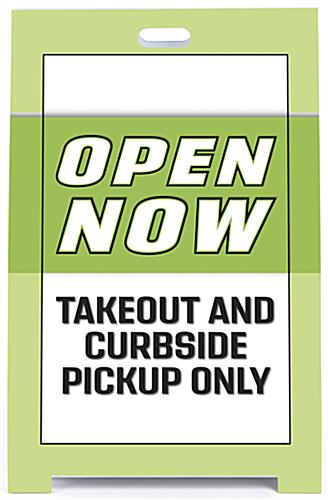 Easy to assemble printed folding a frame sign measures 24 inches wide by 36 inches tall
