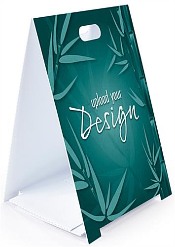 Printed folding a frame sign with collapsible triangle shaped design 