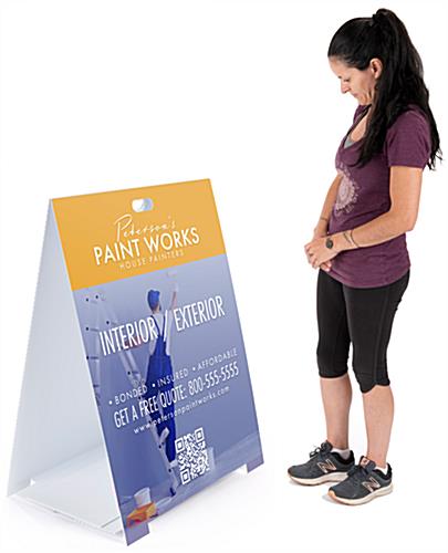 Custom a frame advertising sign includes user friendly top handle 