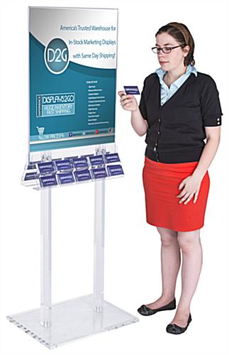 67"h Acrylic Poster Stand with Business Card Holders