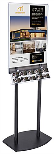 Floor Standing Black Poster Stand with Business Card Rack