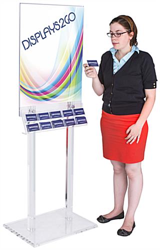 67"h Clear Poster Stand with Business Card Pockets