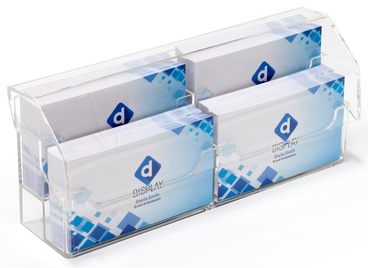 Business Card Holder, Desktop, 4-tier, Acrylic - Clear