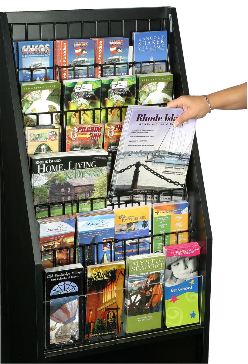 Literature Brochure Leaflet Display Stand Magazine Holder Rack 5 Shelves Trolley 