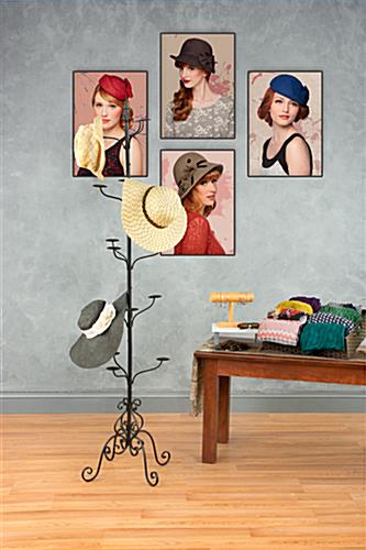 Wrought Iron Hat Rack with Rotating Hooks