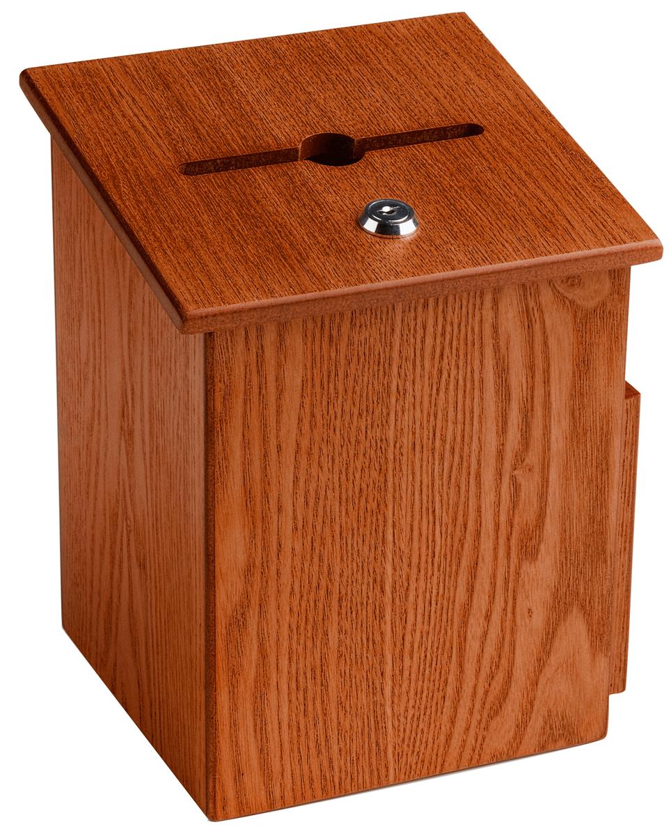 Charity Box in Wood with Security Pen & Ballot Pocket