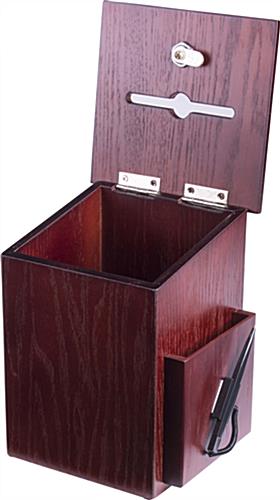 Wood Suggestion Boxes with Attached Security Pen