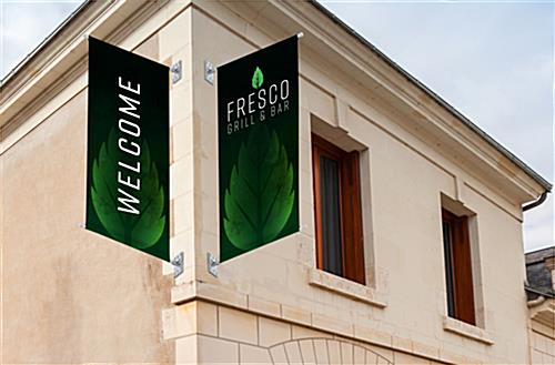 Wall mount banner hardware system with glossy white finish 