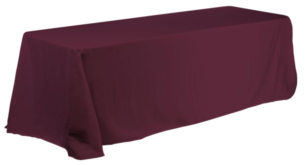 Linen Table Cover With Round Corners For 6 ft. Table Burgundy