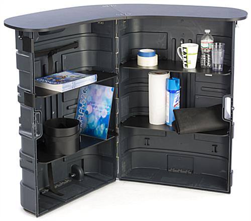 Podium Shipping Container Includes Storage