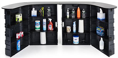 Trade show case to counter display with storage for everyday items
