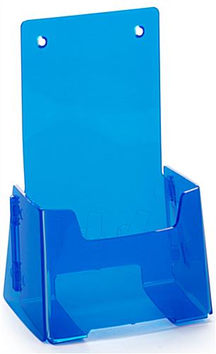 Blue Plastic Brochure Holder with Pre-Drilled Holes