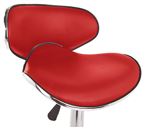 Red Bar Stool with Faux-Leather & Chrome