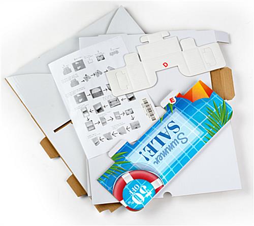 2-tier custom cardboard tabletop display stand with assembly instructions