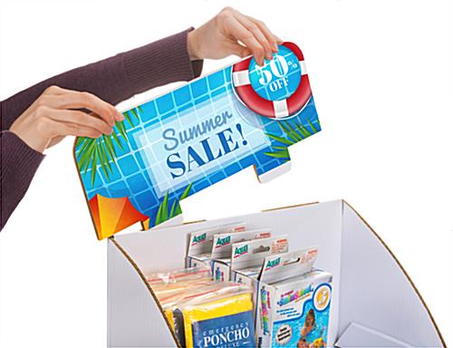 2-tier custom cardboard tabletop display stand with removable header