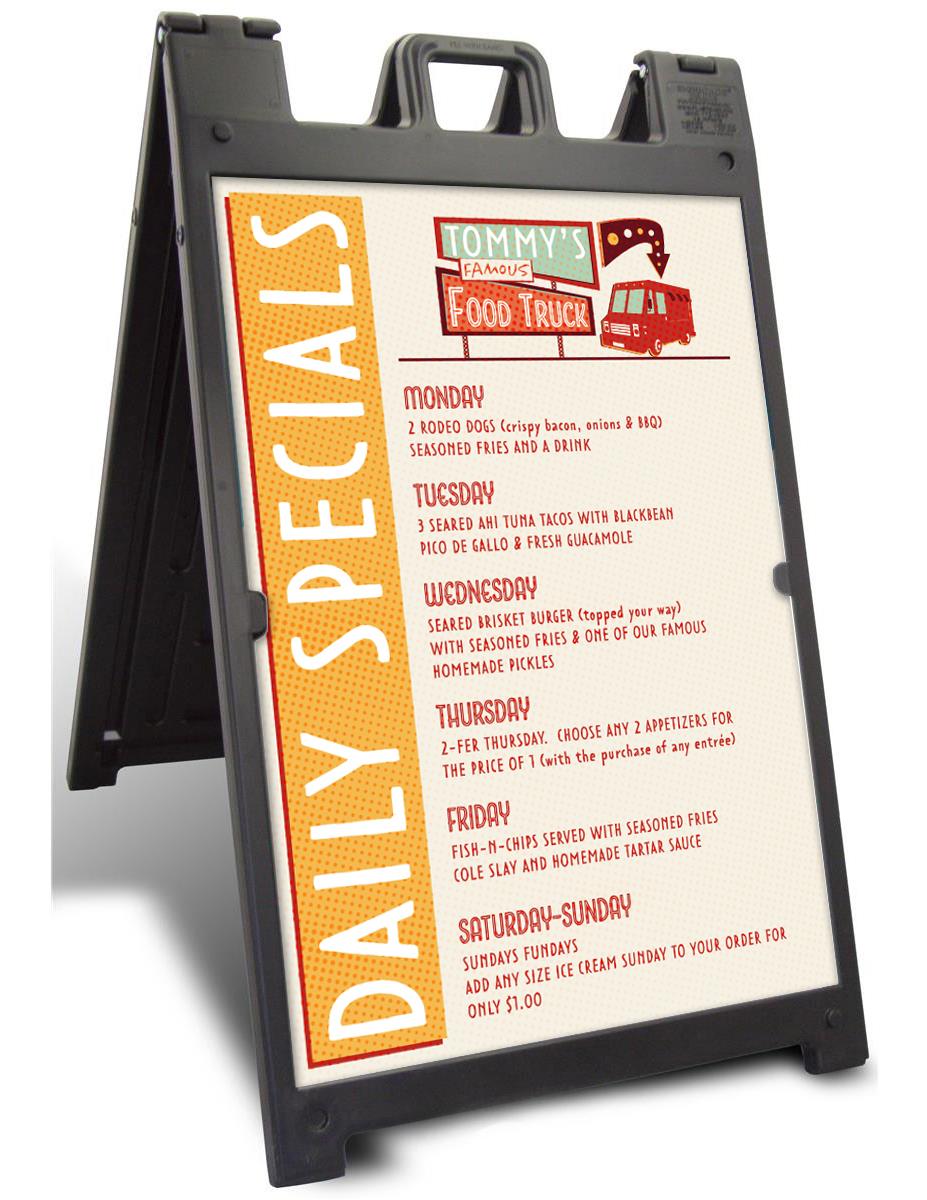 Sidewalk Message Board Sign Double Sided A-frame Display Food Business Black 