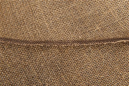 Custom burlap table cover with overlock stitching 