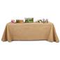 Burlap table cloth with overall dimensions of 89 inches by 132 inches