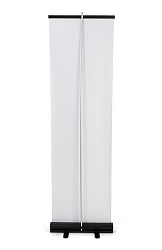 24"x80" budget retractable banner stand with black base back view showing support pole