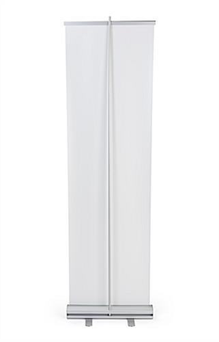 Budget 24"x80" retractable banner stand with silver base back view showing support pole