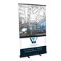 47"x80" custom printed budget banner stand with black base oblique view