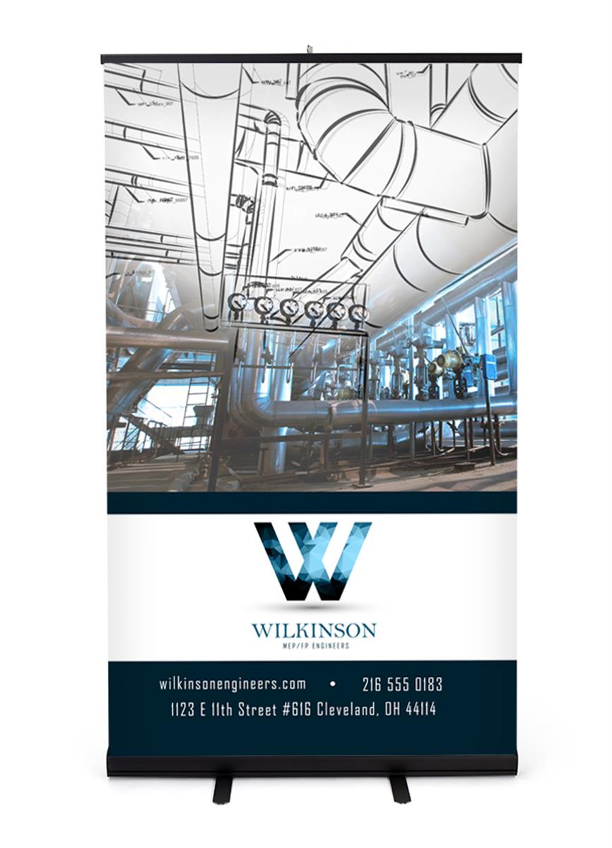 47"x80" custom printed budget banner stand with black base