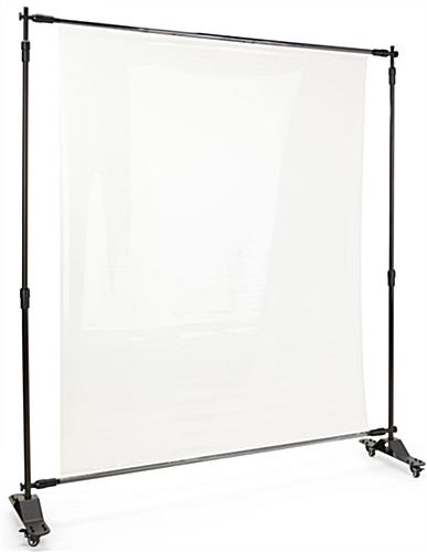 Clear room divider with a durable aluminum frame