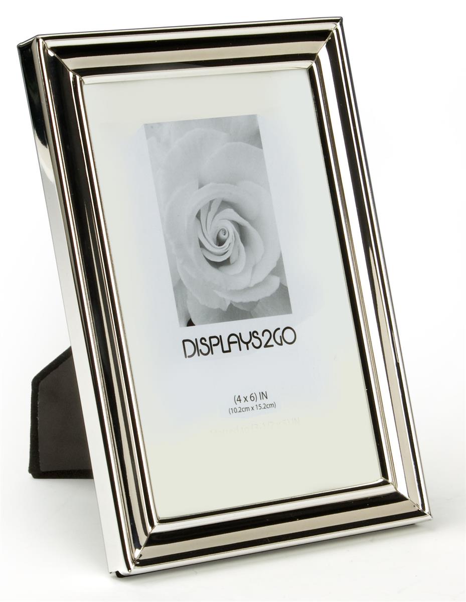 Small Silver Picture Frames w/ Mirrored Design | Tabletop or Wall