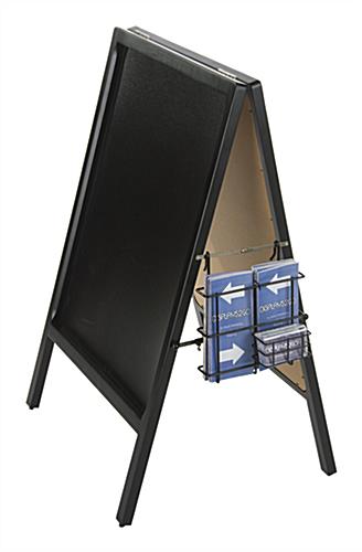 Black A-Frame Literature Pocket With Business Card Holder for Brochures and Magazines