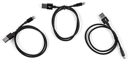 Black Apple MFi certified Lightning to usb cable set for 3 devices