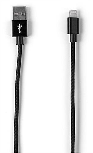 Black USB to Lightning cable kit charges via USB