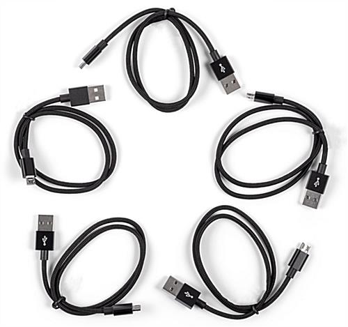 Black Micro USB charging cable kit for multiple electronics 