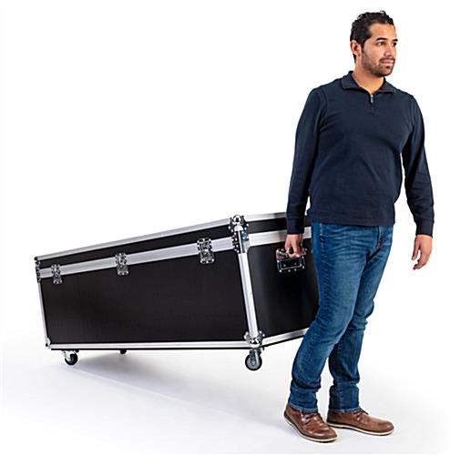Oversize trade show storage trunk moves easily