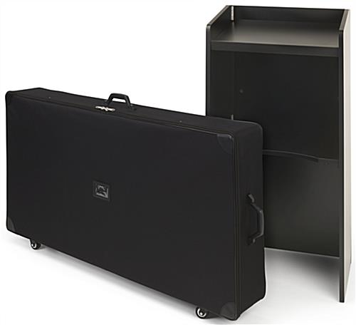 Breakdown lectern transport case with exterior business card holder
